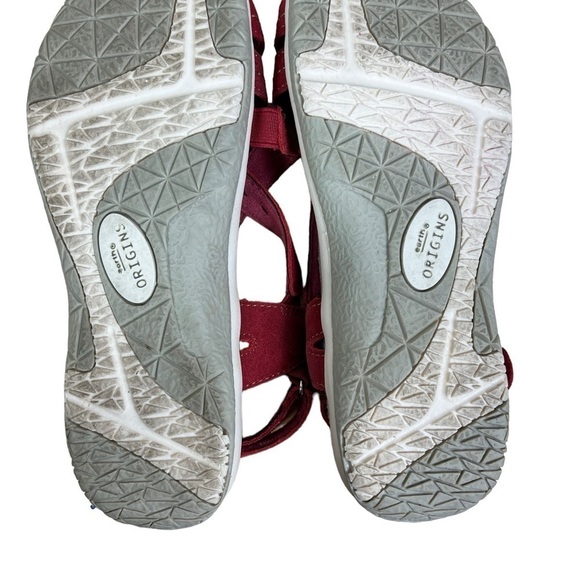Earth Origins Leather Open Toe Sandals 6.5 W "Sammie" Red Pepper Adjustable - Picture 6 of 11